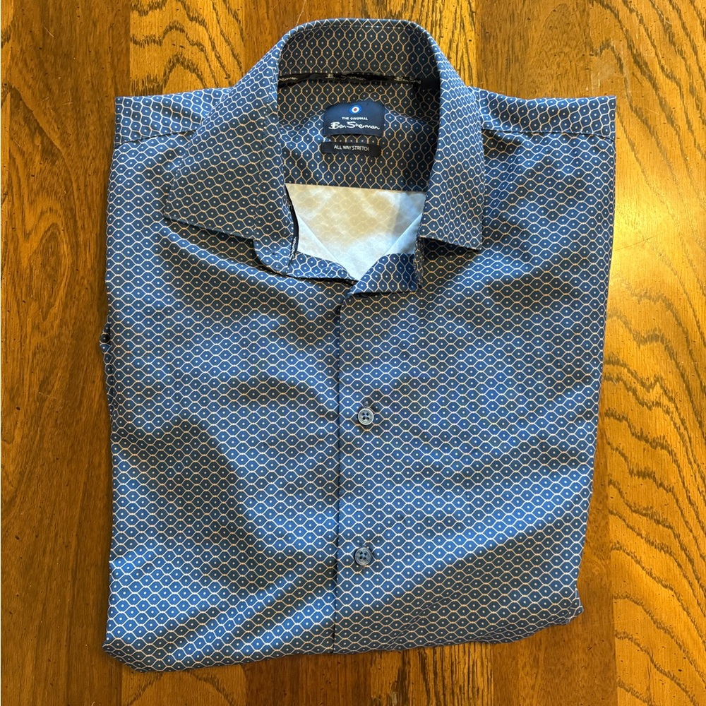 Ben Sherman Navy & White Geo-Pattern Button-Down Shirt